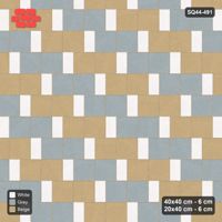 Interlock (Pasco) 40x40 cm · SQ44-491 · Slab Pair + Plank Step, Pair Tones, Right, 420 cm - Coastal