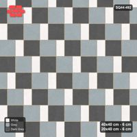 Interlock (Pasco) 40x40 cm · SQ44-492 · Slab Pair + Plank Step, Alternating, 340 cm - Monochrome