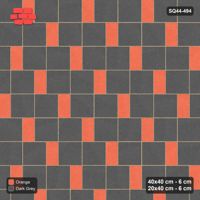 Interlock (Pasco) 40x40 cm · SQ44-494 · Slab Pair + Plank Step, Solid Slabs, Left, 340 cm - Ember