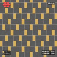 Interlock (Pasco) 40x40 cm · SQ44-495 · Slab Pair + Plank Step, Solid Slabs, Right - Mustard Slate