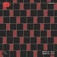Interlock (Pasco) 40x40 cm · SQ44-500 · Slab Pair + Plank Step, Solid Slabs, Left - Red & Black