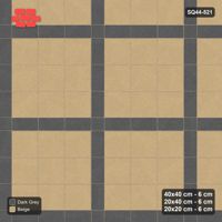 Interlock (Pasco) 40x40 cm · SQ44-521 · Panel Grid 3x3, Dark Plank Lines, 340 cm - Stone & Earth