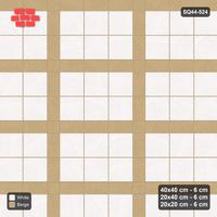Interlock (Pasco) 40x40 cm · SQ44-524 · Panel Grid 3x2, Dark Plank Lines, 360 cm - Ivory & Sand