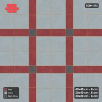 Interlock (Pasco) 40x40 cm · SQ44-532 · Panel Grid 2x2, Accent Crossings, Half Edges - Urban Brick