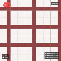Interlock (Pasco) 40x40 cm · SQ44-534 · Panel Grid 3x2, Dark Plank Lines, Kerb - Burgundy & Ivory