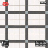Interlock (Pasco) 40x40 cm · SQ44-539 · Panel Grid 3x2, Accent Crossings, 340 cm - Monochrome