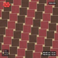 Interlock (Pasco) 40x40 cm · SQ44-558 · Lattice 40+10, Alternating Rows (Mirrored) + Kerb - Tuscany