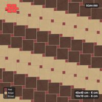 Interlock (Pasco) 40x40 cm · SQ44-568 · Lattice 40+10, Diagonal Stripes (Mirrored) + Kerb - Tuscany