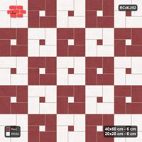 Interlock (Pasco) 40x60 cm · RC46-252 · Pinwheel ACW, Module Chequer - Burgundy & Ivory