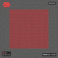 Interlock (Pasco) 40x80 cm · RC48-231 · Stretcher Border (3 courses), Basketweave Field, Rust & Charcoal