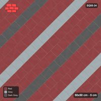 Interlock (Pasco) 50x50 cm · SQ55-34 · 45 Degree Running Bond - Two-colour course stripes