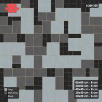 Interlock (Pasco) 60x60 cm · SQ66-355 · Five-Size Ashlar, 160 cm Block, Tiered Tones, Varied, 480 cm