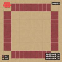 Interlock (Pasco) 60x60 cm · SQ66-426 · Rug, 5x5 Slab Field, Stack Centre, Corner Keys, 480 cm