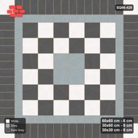 Interlock (Pasco) 60x60 cm · SQ66-428 · Rug, 6x6 Slab Field, Checker Centre, Corner Keys, Medallion