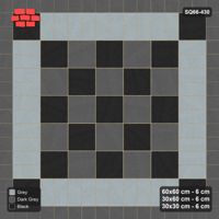 Interlock (Pasco) 60x60 cm · SQ66-430 · Rug, 5x5 Slab Field, Checker Centre, Corner Keys, 480 cm