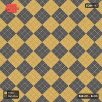Interlock (Pasco) 8x8 cm · SQ88-117 · Diagonal Stack Bond Checkerboard 3-Cobble Squares in Kerb Frame