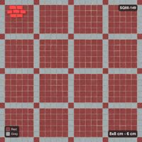 Interlock (Pasco) 8x8 cm · SQ88-149 · Stack Bond Grid Lines Every 6 Cobbles with Accent Dots in Kerb Frame
