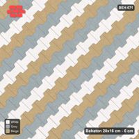Interlock (Pasco) 20x16 cm · BEH-071 · Coloured course stripes (3-course repeat), laid on the diagonal, kerb frame