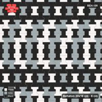 Interlock (Pasco) 20x16 cm · BEH-108 · Chevron colour bands, turned 90 deg, kerb frame