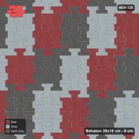 Interlock (Pasco) 20x16 cm · BEH-128 · Block checker of paired pavers 3x3, turned 90 deg, kerb frame