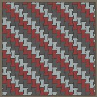 Interlock (Pasco) 20x12 cm · ISH-083 · I-Shape Dog-Bone 3-tone file stripes (catalogue style), quarter-turn lattice C - kerb frame (Kerb 38H)