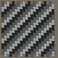 Interlock (Pasco) 20x12 cm · ISH-090 · I-Shape Dog-Bone 3-tone cross-file stripes, quarter-turn lattice B - edge to edge