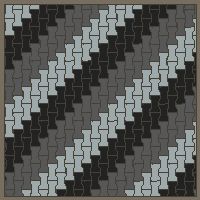 Interlock (Pasco) 20x12 cm · ISH-109 · I-Shape Dog-Bone Double 3-tone cross-file stripes, quarter-turn lattice B - kerb frame (Kerb 40H)