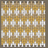 Interlock (Pasco) 20x12 cm · ISH-128 · I-Shape Dog-Bone 2x2 block 3-tone diagonal checker, quarter-turn lattice A - edge to edge