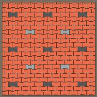 Interlock (Pasco) 20x12 cm · ISH-147 · I-Shape Dog-Bone Sparse accent pavers on a 4-unit grid, aligned lattice C - kerb frame (Kerb 30B)