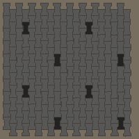 Interlock (Pasco) 20x12 cm · ISH-148 · I-Shape Dog-Bone Sparse accent pavers on a 5-unit grid, quarter-turn lattice A - edge to edge
