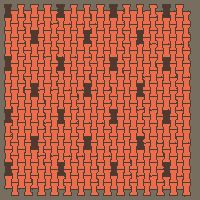 Interlock (Pasco) 20x12 cm · ISH-150 · I-Shape Dog-Bone Sparse accent pavers on a 4-unit grid, quarter-turn lattice C - edge to edge