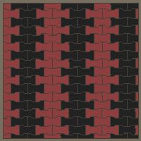 Interlock (Pasco) 20x12 cm · ISH-175 · I-Shape Dog-Bone Vertical colour bands 30cm, aligned lattice A - kerb frame (Kerb 42B)
