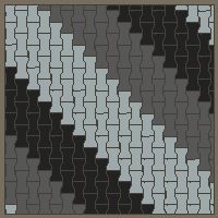 Interlock (Pasco) 20x12 cm · ISH-181 · I-Shape Dog-Bone Diagonal colour bands 64cm, quarter-turn lattice B - kerb frame (Kerb 38H)
