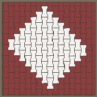 Interlock (Pasco) 20x12 cm · ISH-237 · I-Shape Dog-Bone Diamond medallion r=75cm, quarter-turn lattice C - kerb frame (Heel kerb 75x150x600)