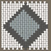 Interlock (Pasco) 20x12 cm · ISH-240 · I-Shape Dog-Bone Diamond medallion r=75cm, quarter-turn lattice C - edge to edge