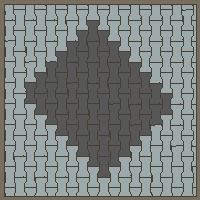 Interlock (Pasco) 20x12 cm · ISH-243 · I-Shape Dog-Bone Diamond medallion r=75cm, quarter-turn lattice C - kerb frame (Kerb 30H/20)