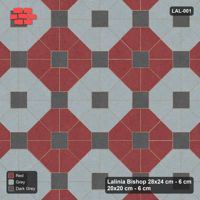 Interlock (Pasco) 28x24 cm · LAL-001 · Octagon Rosette Grid - chequer octagons, dark centres and gap squares