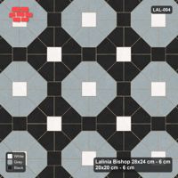 Interlock (Pasco) 28x24 cm · LAL-004 · Octagon Rosette Grid - chequer octagons, accent centres, kerb frame