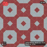 Interlock (Pasco) 28x24 cm · LAL-005 · Octagon Rosette Grid - chequer octagons, crossed centre colours, turned 45 deg