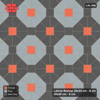 Interlock (Pasco) 28x24 cm · LAL-008 · Octagon Rosette Grid - chequer octagons, accent centres, gap squares matched