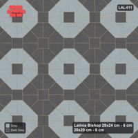 Interlock (Pasco) 28x24 cm · LAL-011 · Octagon Rosette Grid - chequer octagons, squares in the second colour, kerb frame