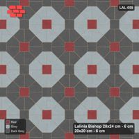 Interlock (Pasco) 28x24 cm · LAL-055 · Octagon Rosette Grid - chequer octagons, accent centres, gap squares matched, kerb frame