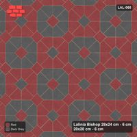 Interlock (Pasco) 28x24 cm · LAL-068 · Octagon Rosette Grid - chequer octagons, crossed centre colours, turned 45 deg