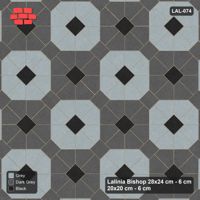 Interlock (Pasco) 28x24 cm · LAL-074 · Octagon Rosette Grid - chequer octagons, accent centres, turned 45 deg