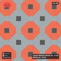 Interlock (Pasco) 28x24 cm · LAL-082 · Octagon Rosette Grid - chequer octagons, accent centres, gap squares matched, kerb frame