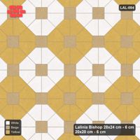 Interlock (Pasco) 28x24 cm · LAL-084 · Octagon Rosette Grid - chequer octagons, dark centres and gap squares