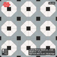 Interlock (Pasco) 28x24 cm · LAL-094 · Octagon Rosette Grid - chequer octagons, accent centres, kerb frame