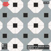 Interlock (Pasco) 28x24 cm · LAL-096 · Octagon Rosette Grid - chequer octagons, accent centres, gap squares matched