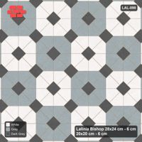 Interlock (Pasco) 28x24 cm · LAL-098 · Octagon Rosette Grid - chequer octagons, dark centres and gap squares, turned 45 deg