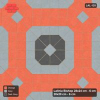 Interlock (Pasco) 28x24 cm · LAL-125 · Framed Octagon Medallions - square field, frame ring, coloured inner octagon, kerb frame
